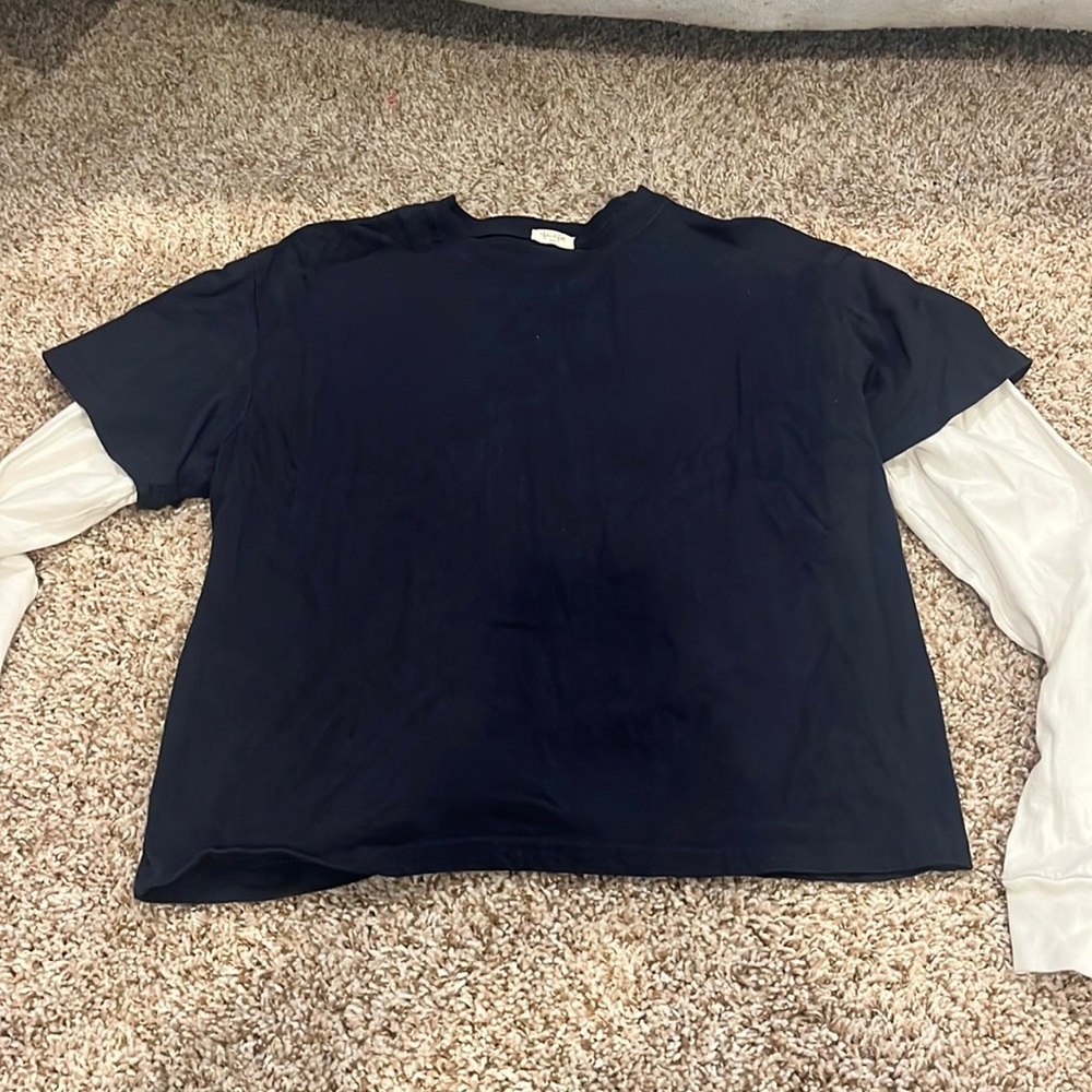 Navy and white John galt long sleeve shirt. Size small